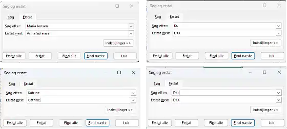 Søg og erstat oversigt i Excel