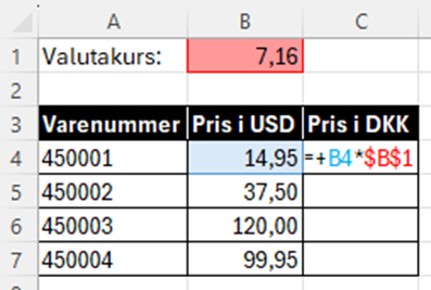 Lås referencer i Excel